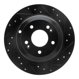 Hyundai Genesis Coupe Brake Rotor (1) - Rear Right - R1 Concepts - Drilled & Slotted - Black - `10-`16